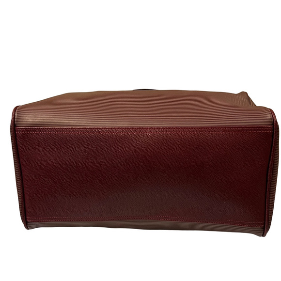 Yves Saint Laurent Burgundy Textured Satchel Boston Bag with Gold Hardware - Picture 9 of 14